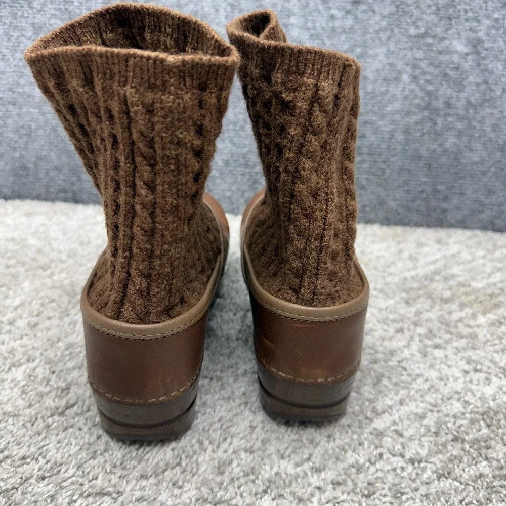 Dansko Chloe leather knit boots brown women's size EU 37 / US‎ 6.5-7.0